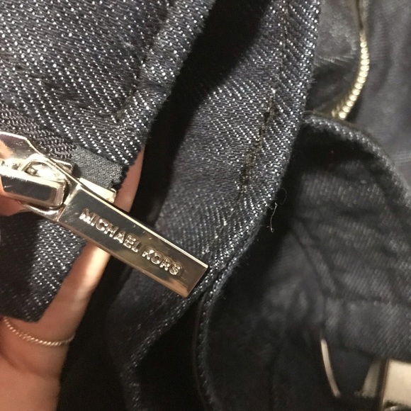 Michael Kors Faux Leather Denim Jacket - Picture 7 of 8